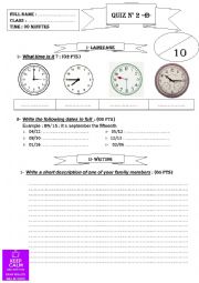 English Worksheet: QUIZ 