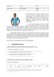 English Worksheet: Test: Lionel Messi