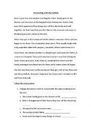 English Worksheet: A story followed by questions (An unseen passage)