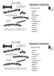 English Worksheet: Personality adjectives 