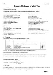 English Worksheet: Lesson 1- Second Form