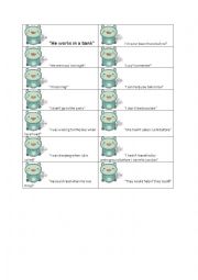 English Worksheet: Tense Revision Cards
