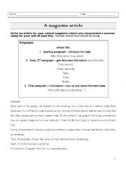 English Worksheet: Writing an article 