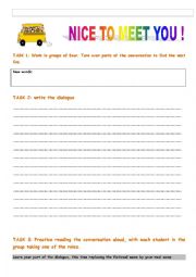 English Worksheet: Nice to meet you