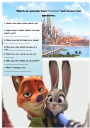 English Worksheet: Zootopia