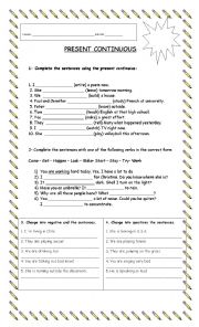 English Worksheet: Present Continuous