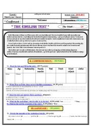 English Worksheet: the english test