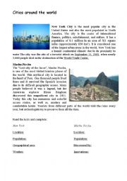 English Worksheet: Cities around the world