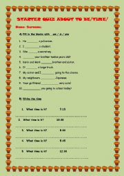 English Worksheet: starter to be telling the time prepositions
