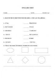 English Worksheet: shapes and numbers