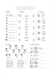 English Worksheet: Numbers