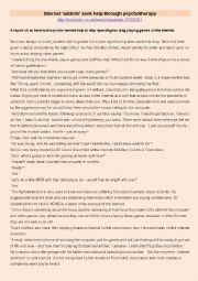 English Worksheet: Internet addiction - a report from BBC news