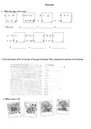 English Worksheet: Days Months Seasons