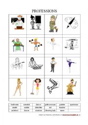 English Worksheet: Professions