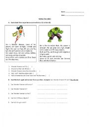 English Worksheet: Superheroes