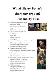 English Worksheet: Which Harry Potters character are you? Personality quiz part 15