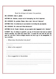 English Worksheet: complaints