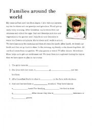 English Worksheet: Families round the world