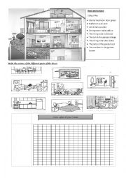 English Worksheet: Houses, rooms and colours