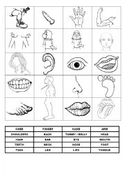 English Worksheet: Memory game on body parts
