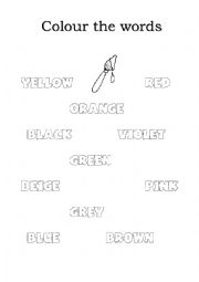 English Worksheet: Colour the words