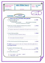 English Worksheet: mid term test 2