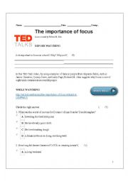 English Worksheet: The Importance of Focus