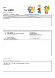 English Worksheet: Show and Tell