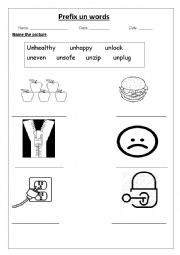 English Worksheet: Prefix un words 