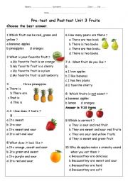 English Worksheet: Fruit test