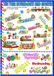 English Worksheet: Days and months : poster  and ordering for young learners