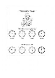 English Worksheet: telling the time