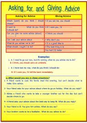 English Worksheet: Asking for and Giving Advice
