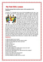 English Worksheet: My First ESOL Lesson