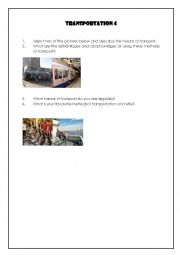English Worksheet: Facilitating Speaking: Transportation Part 3