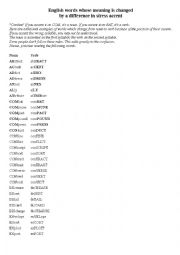 English Worksheet: Noun Verb different stress