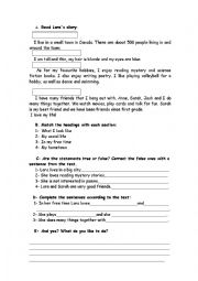 English Worksheet: 7th grade test