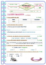 English Worksheet: mid term test for 1st form