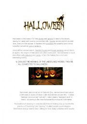 English Worksheet: SHORT HISTORY OF HALLOWEEN