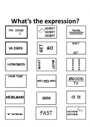 English Worksheet: PUZZLE EXPRESSIONS REBUSES