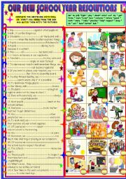 English Worksheet: School year resolutions : will/wont