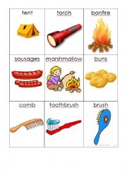 English Worksheet: Camping memory cards PART 1