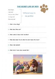 English Worksheet: The secret life of pets