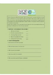 English Worksheet: Lets save the Earth