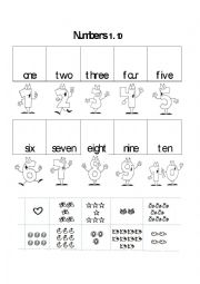 English Worksheet: numbers 1-10