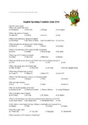 English Worksheet: English Speaking Countries QUiz