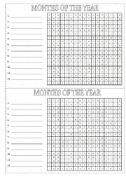 Months of the year - Wordsearch