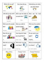 English Worksheet: Holiday Question Card Game