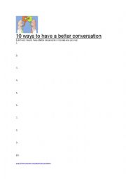 English Worksheet: 10 ways to have a better conversation (Ted Talk)