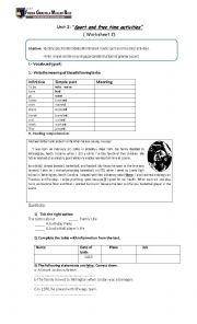 English Worksheet: Sport and free time activities 